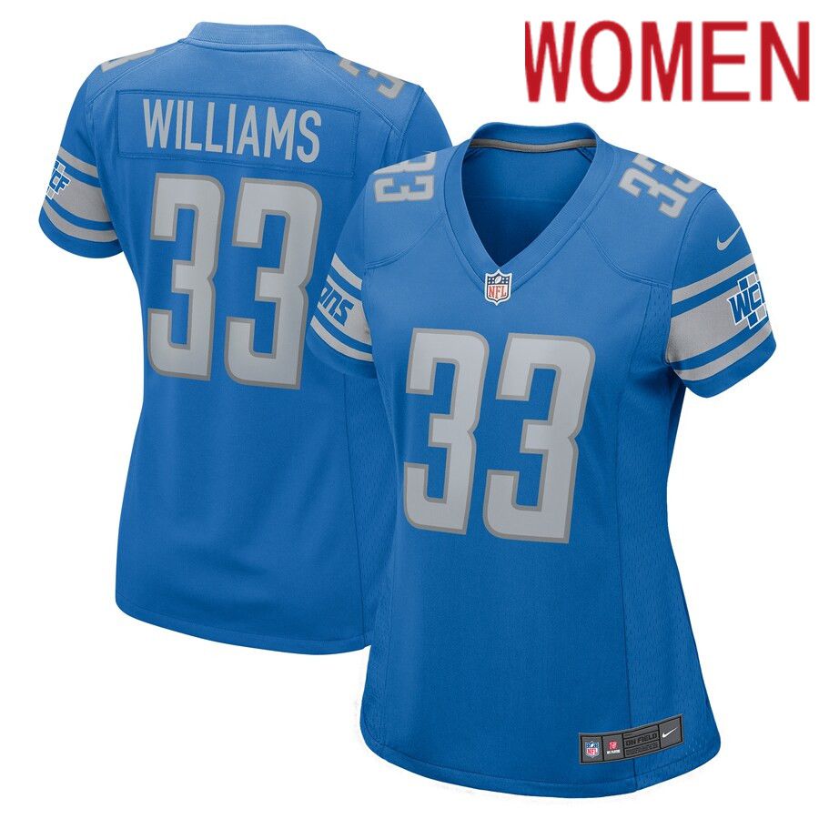 Women Detroit Lions #33 Jarren Williams Nike Blue Home Game Player NFL Jersey